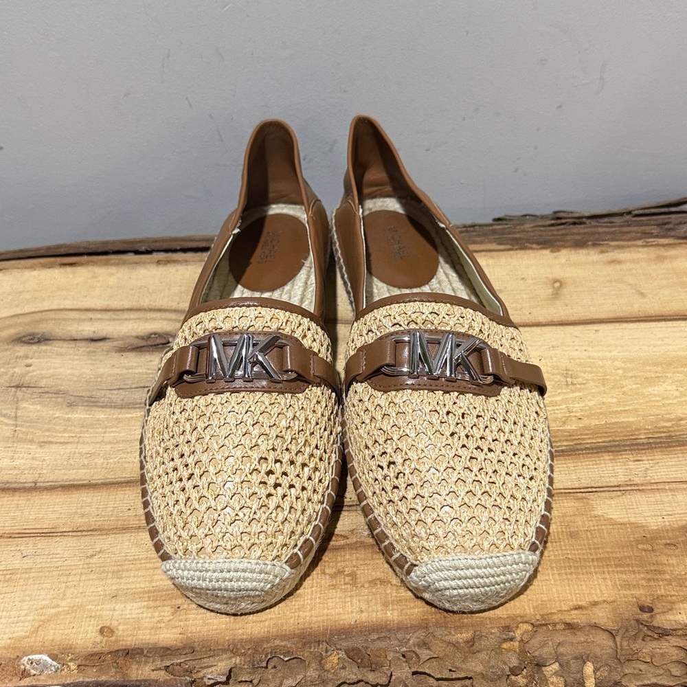 Michael Kors Ember Slip On Leather& Woven Espadrilles Size 10 A35 - Picture 7 of 13